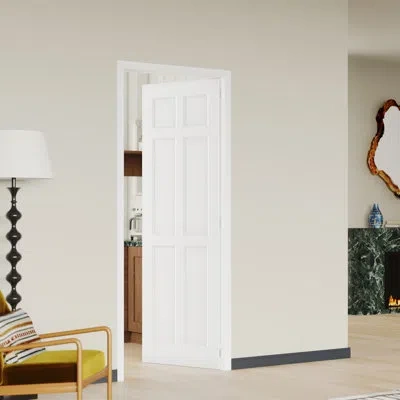 Chic Mode Prehung Door - 6 Panel Mdf Interior& Pantry Door Shaker Style White Solid Manufactured Wood With Adj