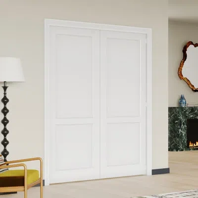 Chic Mode Prehung Door Double Panel Interior Door Mdf Modern 2-lite Shaker Style Pantry Door With Adjustable J In White