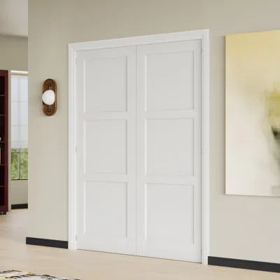 Chic Mode Prehung Door Double Panel Interior Door Mdf Modern 3-lite Shaker Style Pantry Door With Adjustable J In White