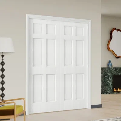 Chic Mode Prehung Door Double Panel Interior Door Mdf White Modern Style 6-panel Hollow Core Pantry Door With 