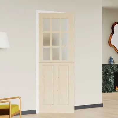 Chic Mode Prehung Door Dutch Style Interior Door Mdf 9-lite Frosted Glass Pine Finish Pantry Door With Adjusta