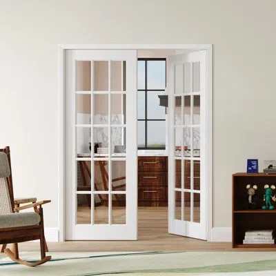 Chic Mode Slab Door - Clear Glass Design Prefinished Interior Door Slab Without Hardware In White