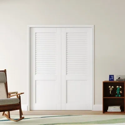 Chic Mode Slab Door - Half Louver Panel Design Prefinished Interior Door Slab Without Hardware In White