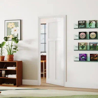 Chic Mode Slab Door - T Shape Panel Design Prefinished Interior Door Slab Without Hardware In White