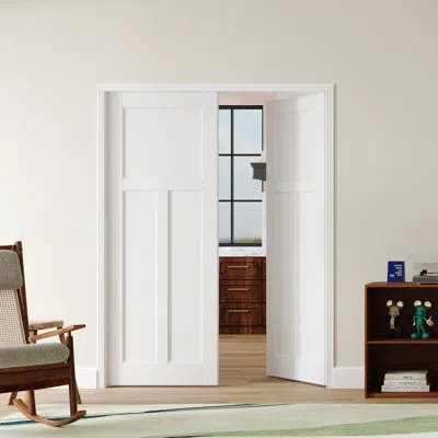 Chic Mode Slab Door - T Shape Panel Design Prefinished Interior Door Slab Without Hardware In White