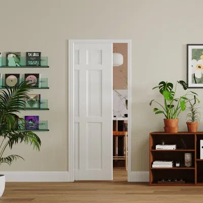 Chic Mode Sliding Pocket Door - 6 Panels Design Manufacture Wood With Sliding Pocket Door Hardware Included In White
