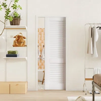 Chic Mode Sliding Pocket Door - Louver Design Manufacture Wood With Sliding Pocket Door Hardware Included In White
