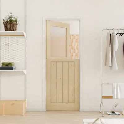 Chic Mode Square Frosted Glass + Solid Manufacture Wood Standard Interior Door Without Hardware
