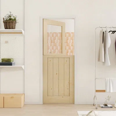 Chic Mode Square Transpatent Glass  + Solid Manufactured Wood Glass Standard Interior Door In Brown