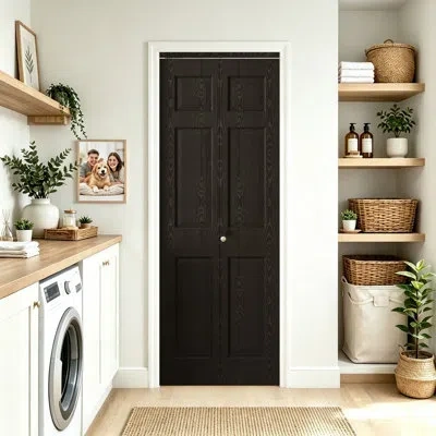 Chic Mode Upgraded 6-panel Prefinished Manufactured Wood Bi-fold Door, Complete Matching Door Frame Included In White