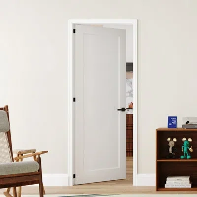 Chic Mode White 1 Lite Hollow Core Pantry Door Slab 80''h For French Doors Includes Door Handle