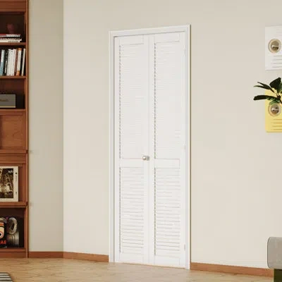 Chic Mode White Louvered Folding Door With Hardware Unfinished Bi-fold Interior Door