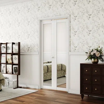 Chic Mode White Mirror Surface Solid + Manufactured Wood Unfinished Bi-fold Door With Hardware Kit