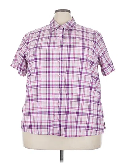 Pre-owned Chic Short Sleeve Button Down Shirt In Purple
