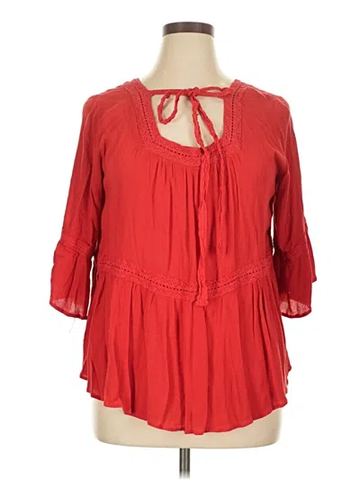 Pre-owned Chic Soul (chicsoul.com) 3/4 Sleeve Blouse In Red