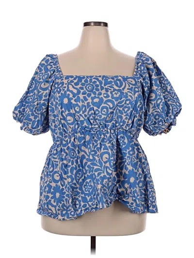 Pre-owned Chic Soul (chicsoul.com) Short Sleeve Blouse In Blue