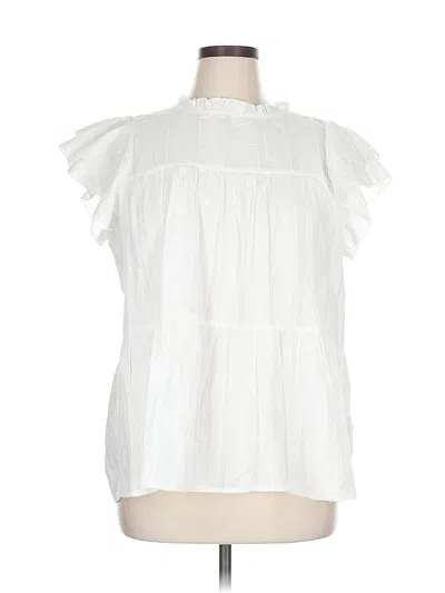 Pre-owned Chic Soul (chicsoul.com) Short Sleeve Blouse In White