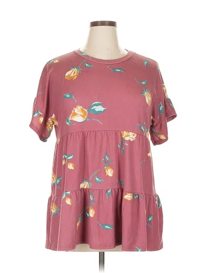 Pre-owned Chic Soul (chicsoul.com) Short Sleeve Top Burgundy Keyhole Neckline Tops