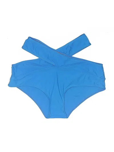 Pre-owned Chic Soul (chicsoul.com) Swimsuit Top Blue Solid Pattern Swimwear