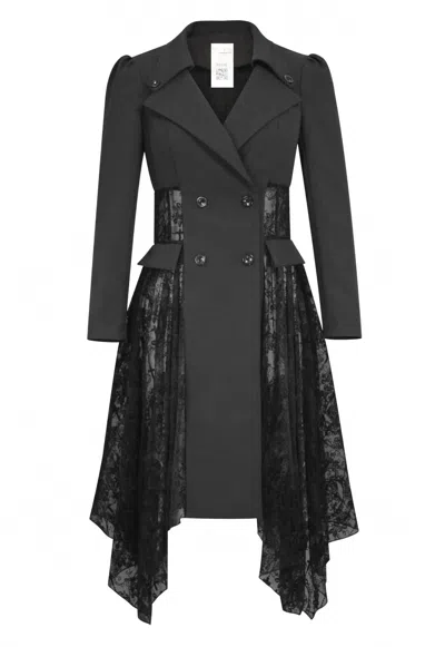 Chic Star Women's Lace Trench Jacket In Black