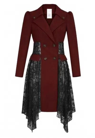 Chic Star Women's Lace Trench Jacket In Red