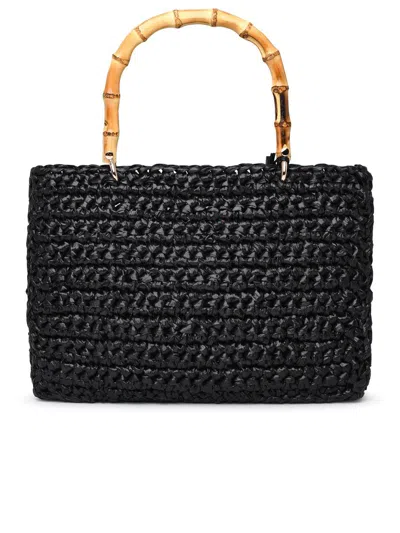 CHICA CHICA BLACK RAFFIA LUNA BAG