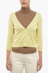 Chicca Lualdi Cashmere Cardigan With Interchangeable Detail In Yellow