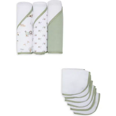 Chick Pea Babies'  Kids' 9-piece Hooded Bath Towel & Washcloth Set In Farm