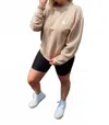 Chicka-d Be Where Your Feet Are Corded Sweater In Iced Latte In Brown