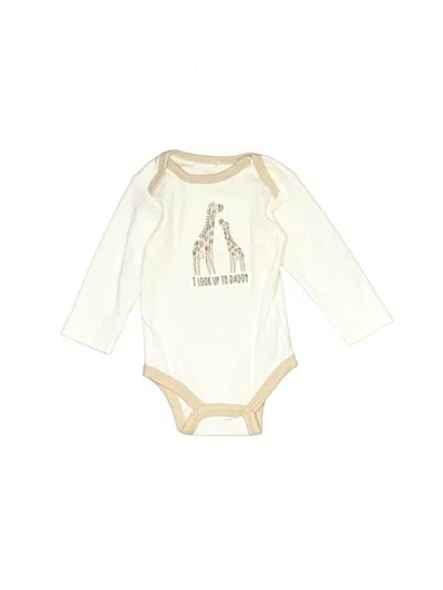 Pre-owned Chickeeduck Babies' Long Sleeve Onesie In White