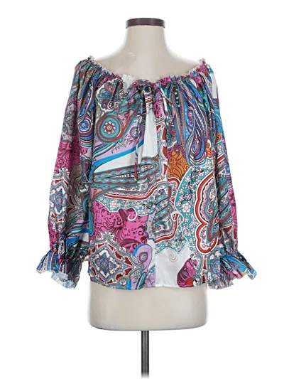 Pre-owned Chicme 3/4 Sleeve Blouse In Blue