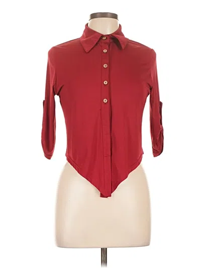Pre-owned Chicme 3/4 Sleeve Blouse In Burgundy