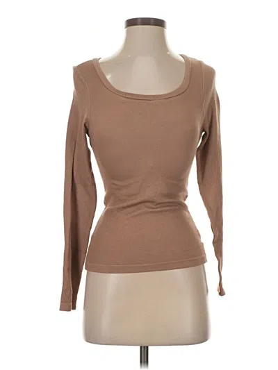 Pre-owned Chicme 3/4 Sleeve T-shirt In Brown