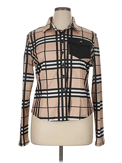 Pre-owned Chicme Long Sleeve Blouse In Brown