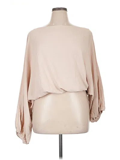 Pre-owned Chicme Long Sleeve Blouse In Tan