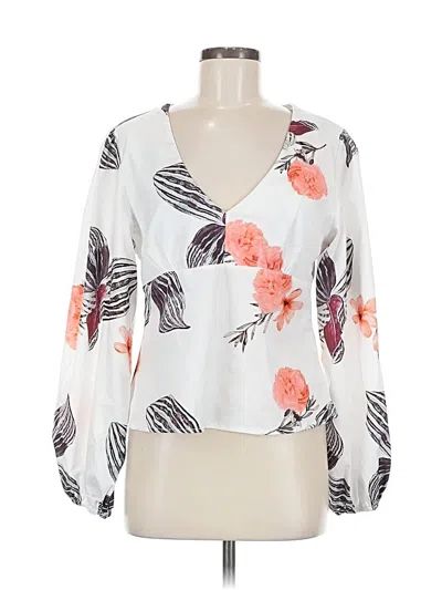Pre-owned Chicme Long Sleeve Blouse In White