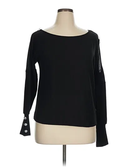 Pre-owned Chicme Long Sleeve Top Black Boatneck Tops