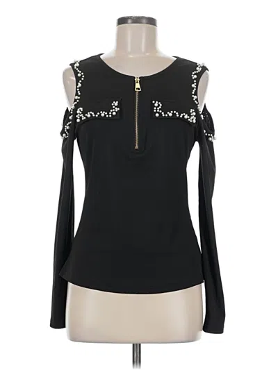 Pre-owned Chicme Long Sleeve Top Black Cold Shoulder Neckline Tops