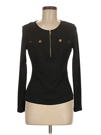 Pre-owned Chicme Long Sleeve Top Black Keyhole Neckline Tops