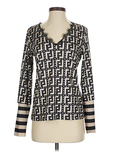 Pre-owned Chicme Long Sleeve Top Black V-neck Tops