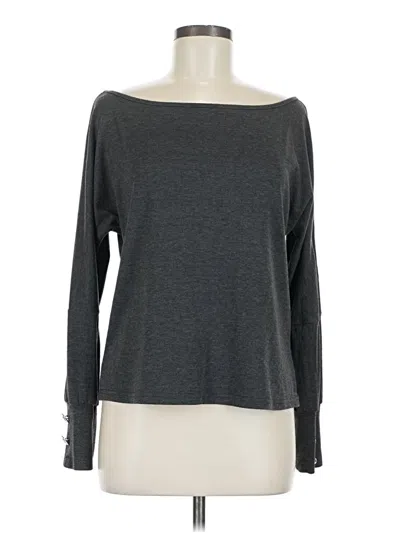 Pre-owned Chicme Long Sleeve Top Gray Boatneck Tops