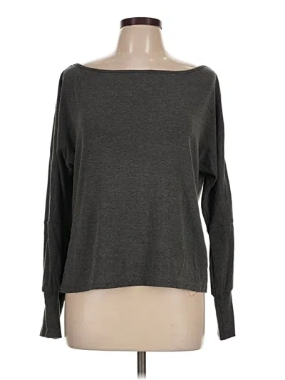 Pre-owned Chicme Long Sleeve Top Gray Boatneck Tops