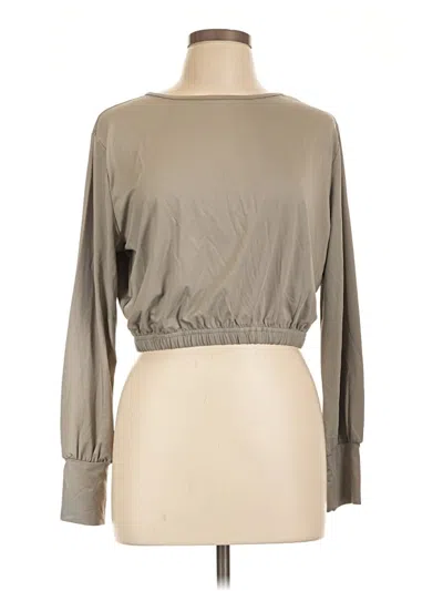 Pre-owned Chicme Long Sleeve Top Gray Boatneck Tops