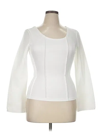 Pre-owned Chicme Long Sleeve Top Ivory Square Neckline Tops In White