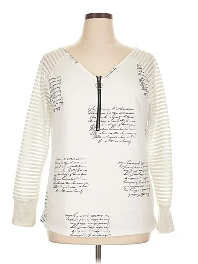 Pre-owned Chicme Long Sleeve Top Ivory V-neck Tops