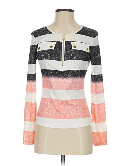 Pre-owned Chicme Long Sleeve Top Silver Keyhole Neckline Tops