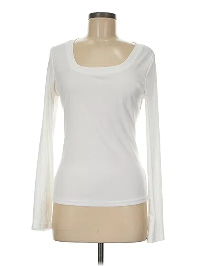 Pre-owned Chicme Long Sleeve Top White Scoop Neck Tops