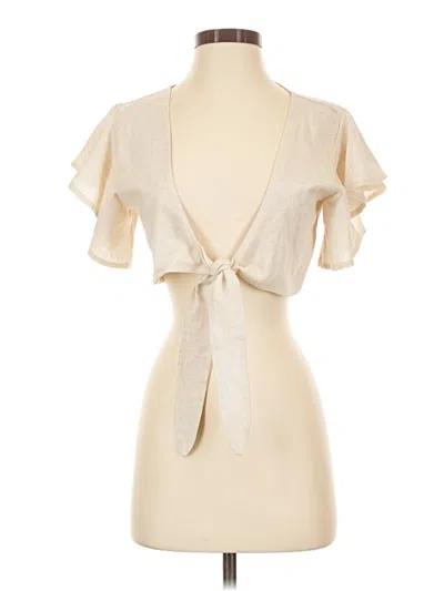 Pre-owned Chicme Short Sleeve Blouse In Ivory