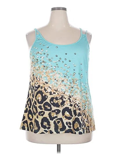 Pre-owned Chicme Sleeveless Top Teal Scoop Neck Tops