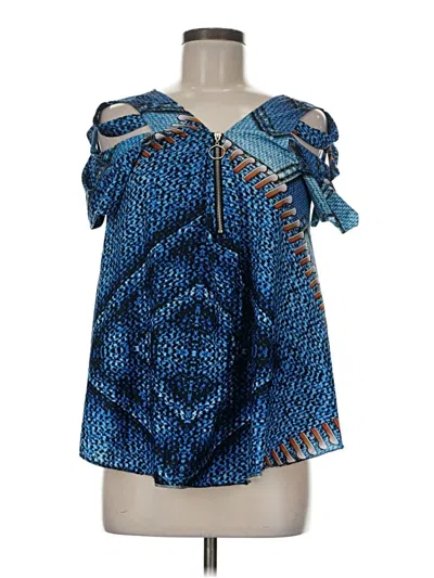 Pre-owned Chicme Tank Top Blue Cold Shoulder Neckline Tops